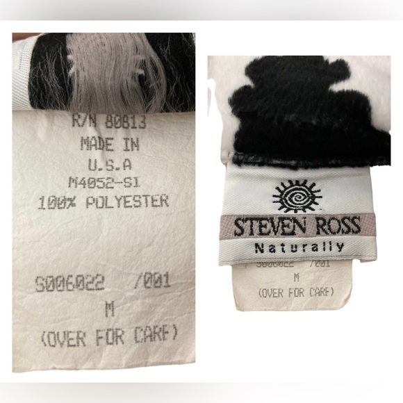 STEVEN ROSS Vintage Cow Print Faux Fur Button Down Shacket Jacket Blazer, L - Picture 16 of 16